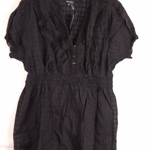 Zenobia black sheer light weight stretch pull over tunic top 1X